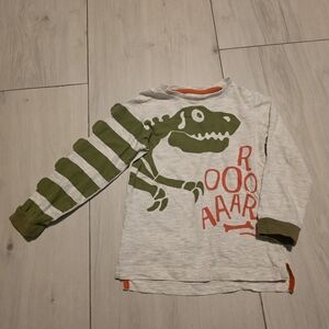 NOBULL Kids Dino Roar Long Sleeve Tee - Green and Gray